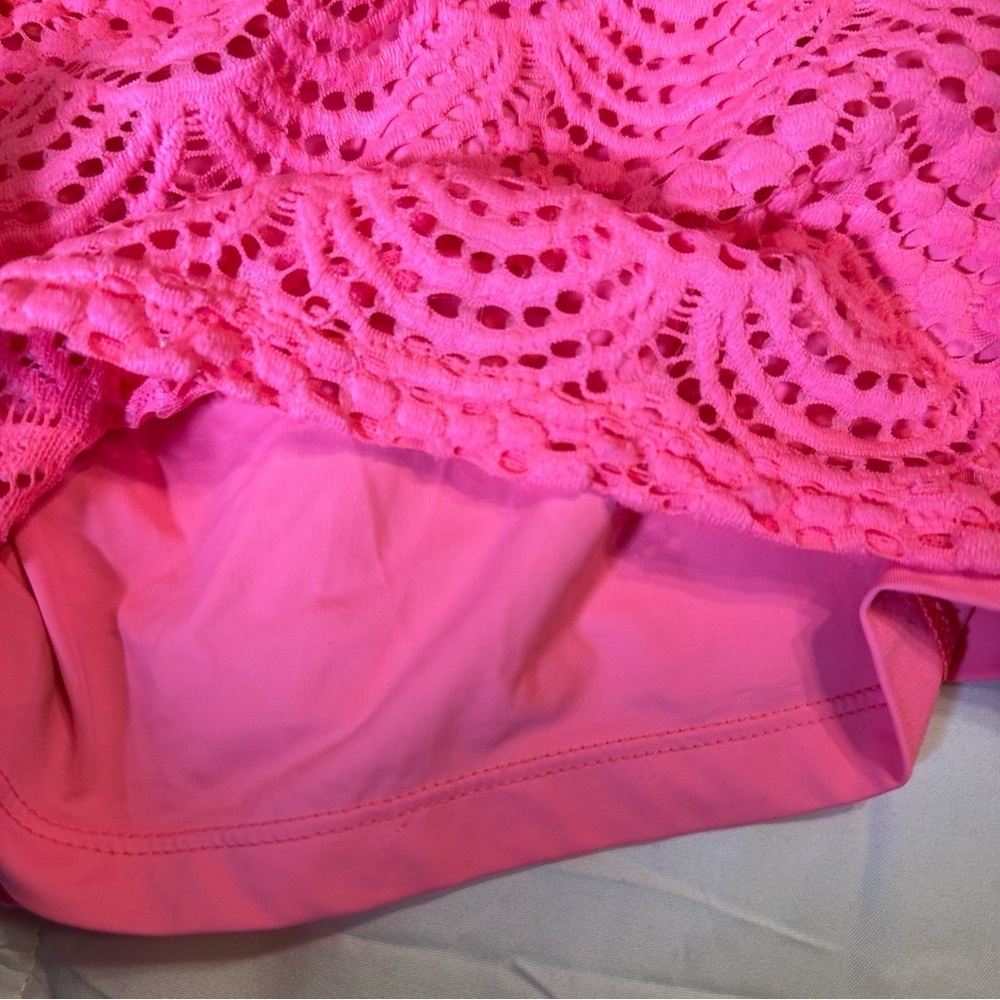 Lilly Pulitzer Claudette Crocheted Pink Shorts Small Coral Reef Pull On Beach(D) - Picture 6 of 8